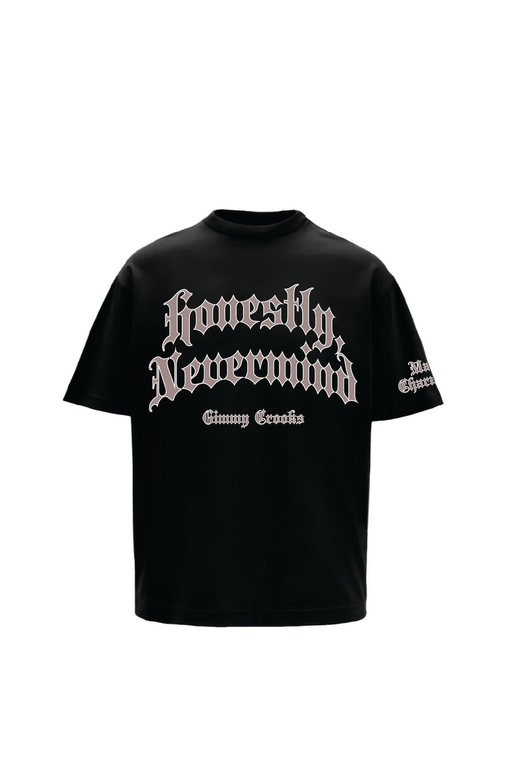 Nevermind Printed Black Oversized T-Shirt Main Character