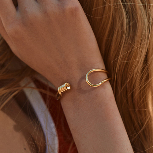 Artificial Double-Wire Open Cuff – Sleek Loop Design Bracelets jltb0304 Just Lil Things
