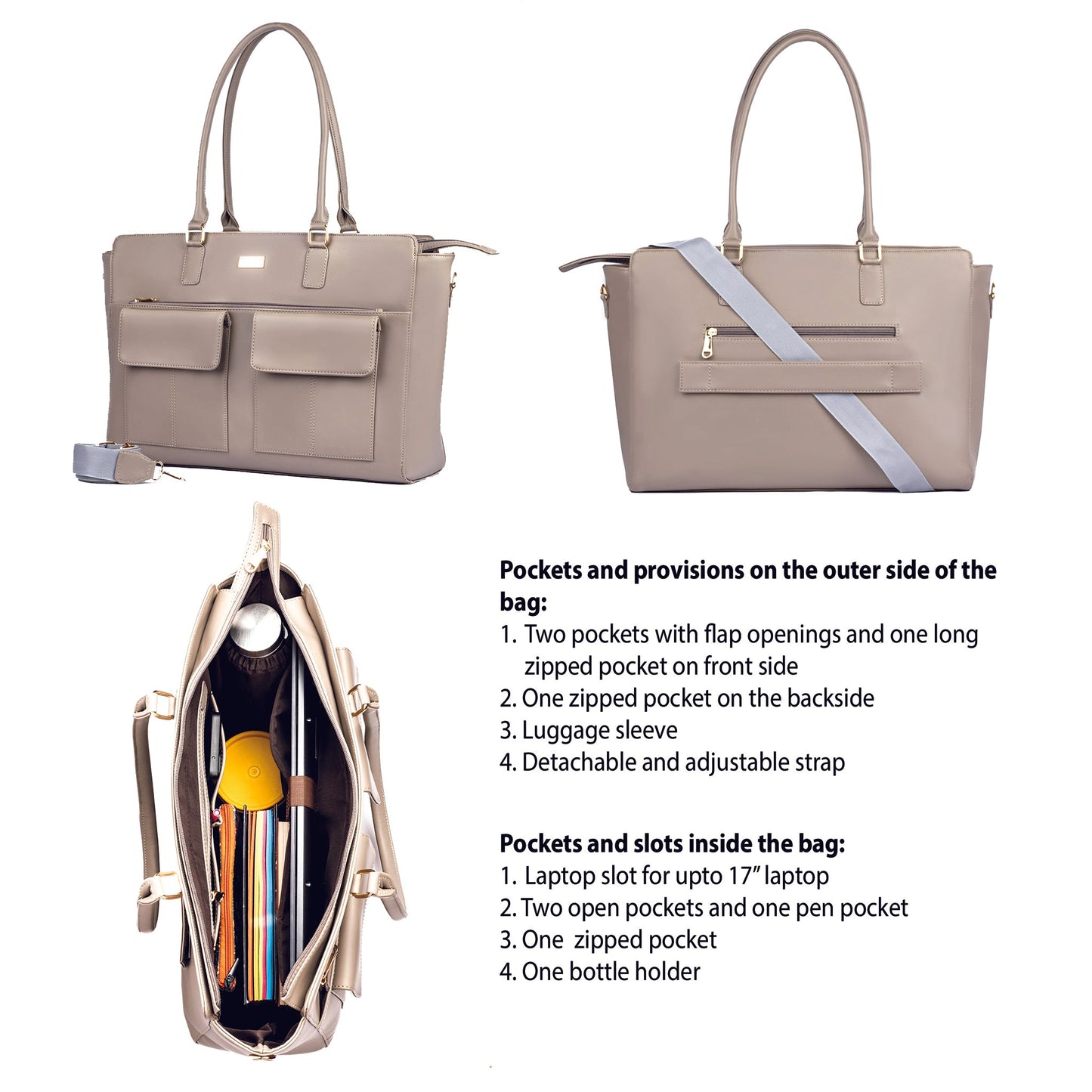 Graphite Grey Oversized Tote bag for 17" laptop