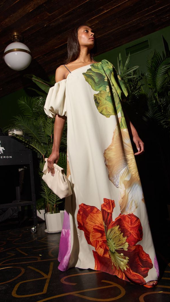 Floral Abstract Print Maxi Gown De Novoo