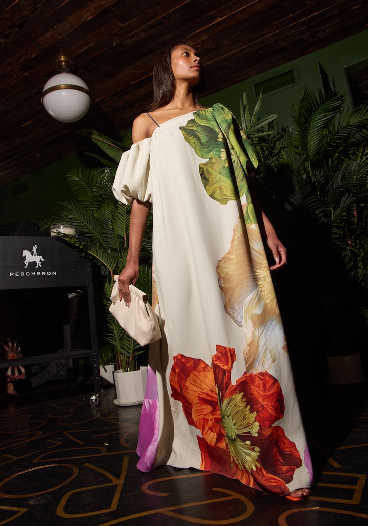 Floral Abstract Print Maxi Gown De Novoo