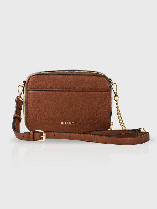 Boxed & Bold Brown Sling Bag Charme
