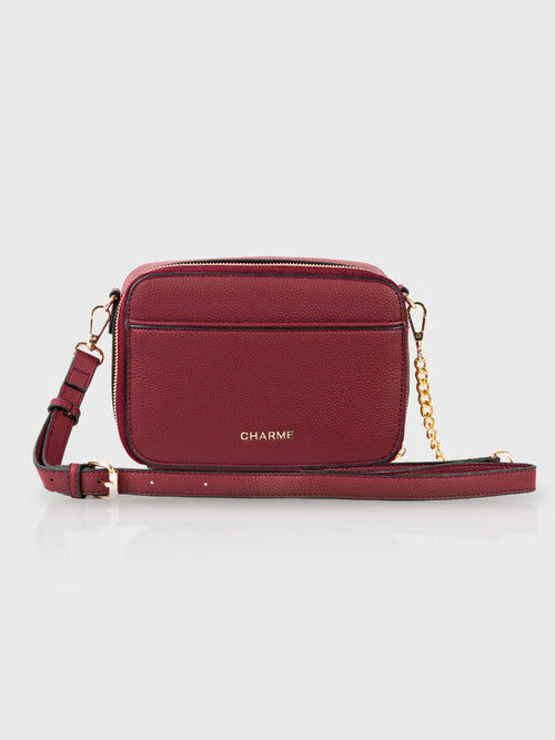 Boxed & Bold Wine Sling Bag Charme