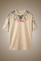Hidden Child Beige Oversized Printed T-Shirt