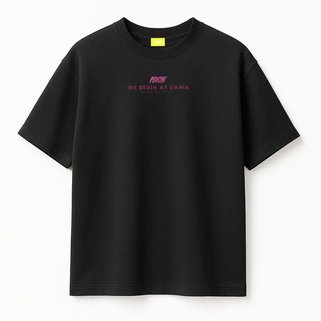 Night Club Round Neck Printed Black T-Shirt FLYAF