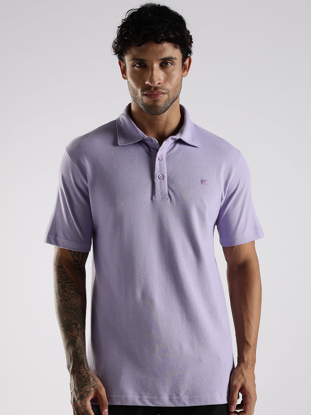 Lavender Cotton Polo T-Shirt for Men