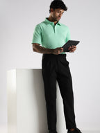 Sea Green Cotton Polo T-Shirt for Men