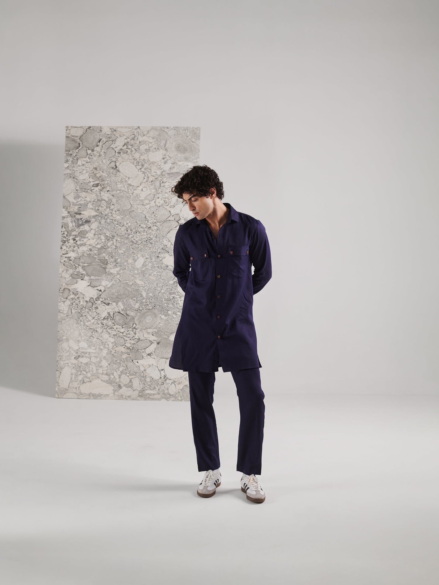 Blue Pashtooni Kurta Pant Set
