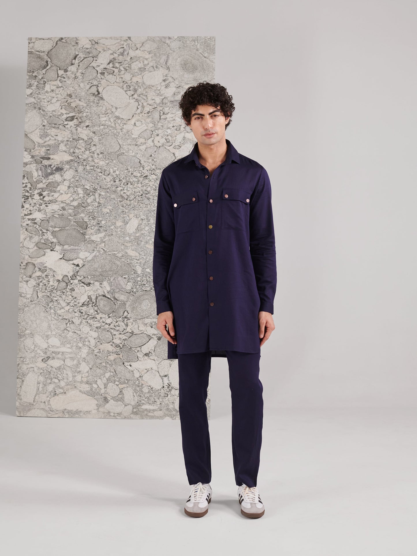 Blue Pashtooni Kurta Pant Set