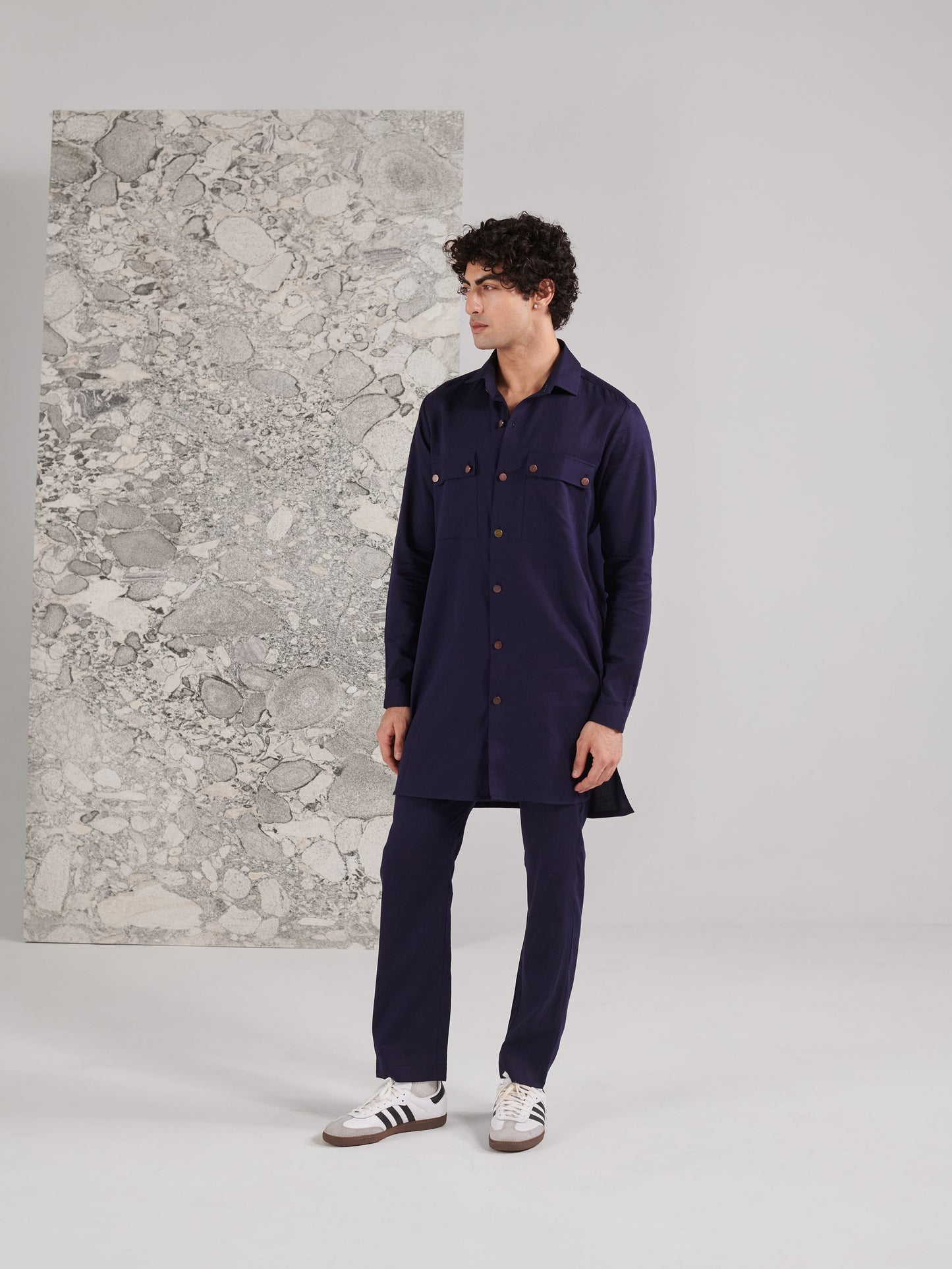 Blue Pashtooni Kurta Pant Set