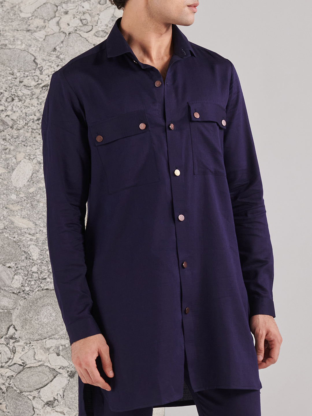 Blue Pashtooni Kurta Pant Set