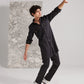 Black Pashtooni Kurta Pant Set