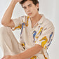 Seahorse White Oversize Hawaiian Collar Shirt