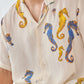 Seahorse White Oversize Hawaiian Collar Shirt