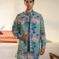 Justina Blue Floral - Russian Silk - Kurta Bandi Set