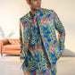 Justina Blue Floral - Russian Silk - Kurta Bandi Set