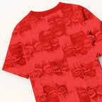 Static Jungle Round Neck Printed Red T-Shirt FLYAF