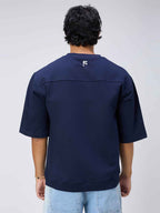 Blue Ribbed Men's Oversized T-shirt B5IVE