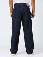 Men's Raw Contrast Stitch Straight Fit Jeans B5IVE