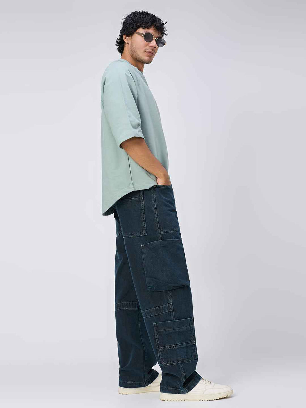 Men's Midnight Indigo Cargo Straight Fit Jeans B5IVE
