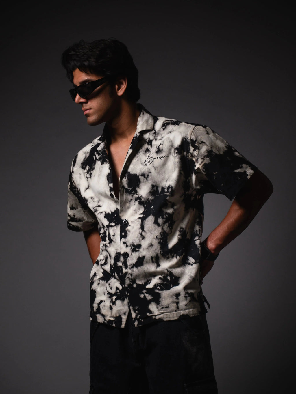 Black Nightflash Cotton Casual Shirt Boozee