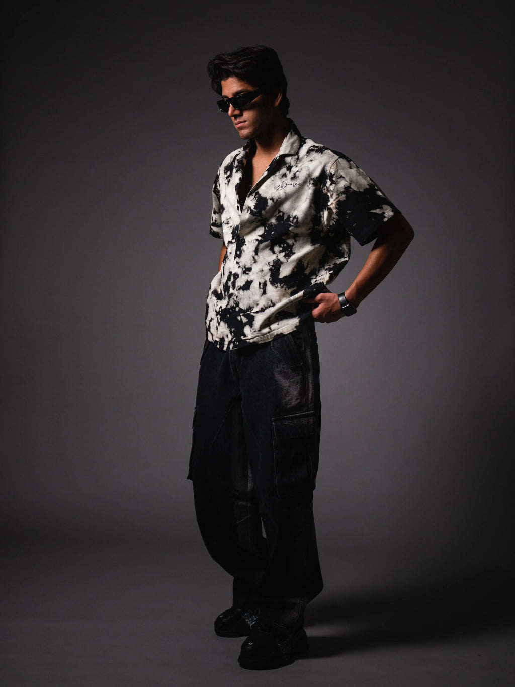 Black Nightflash Cotton Casual Shirt Boozee