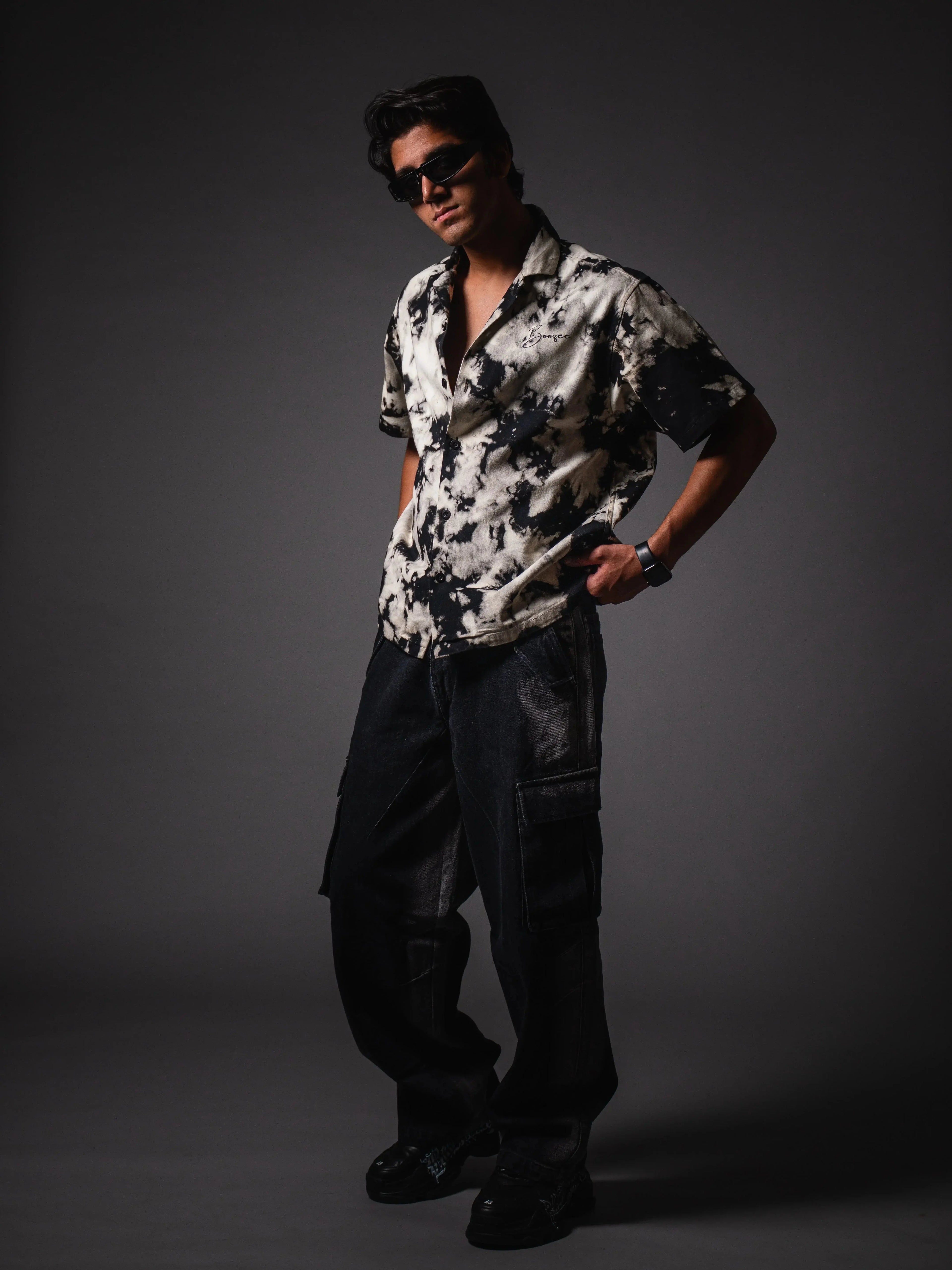 Black Nightflash Cotton Casual Shirt Boozee