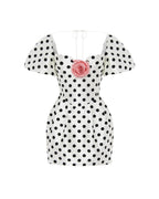 Rose Detail Polka Dot Mini Dress De Novoo