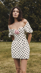 Rose Detail Polka Dot Mini Dress De Novoo