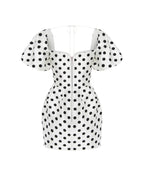 Rose Detail Polka Dot Mini Dress De Novoo
