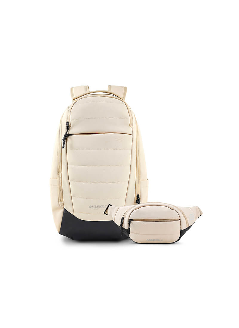 Float Backpack & Fanny Combo | Cream | Premium Backpack & Crossbody Bag