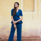 Soild Yale Blue peplum co-ord set