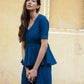 Soild Yale Blue peplum co-ord set