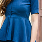 Soild Yale Blue peplum co-ord set