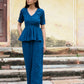 Soild Yale Blue peplum co-ord set