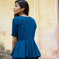 Soild Yale Blue peplum co-ord set