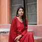 Carmine Red Chikankari Suit Set – Elegant Ethnic Wear