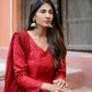 Carmine Red Chikankari Suit Set – Elegant Ethnic Wear