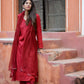 Carmine Red Chikankari Suit Set – Elegant Ethnic Wear