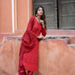 Carmine Red Chikankari Suit Set – Elegant Ethnic Wear