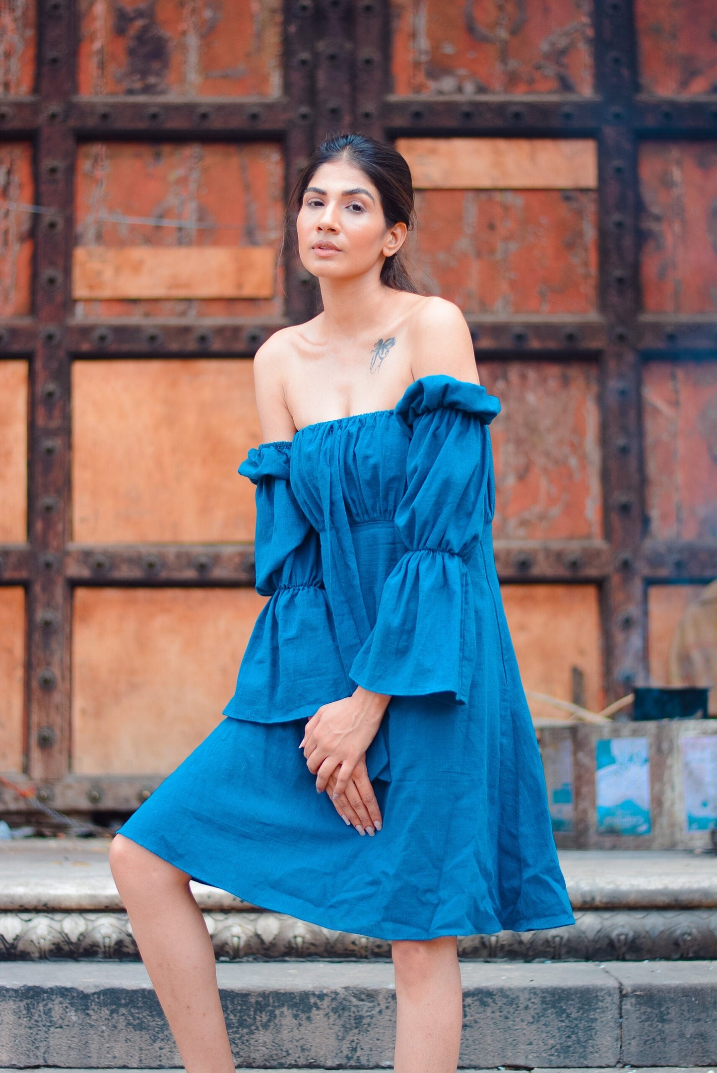 MOH The eternal dhaga- Solid Summer Puffy B knot Dress