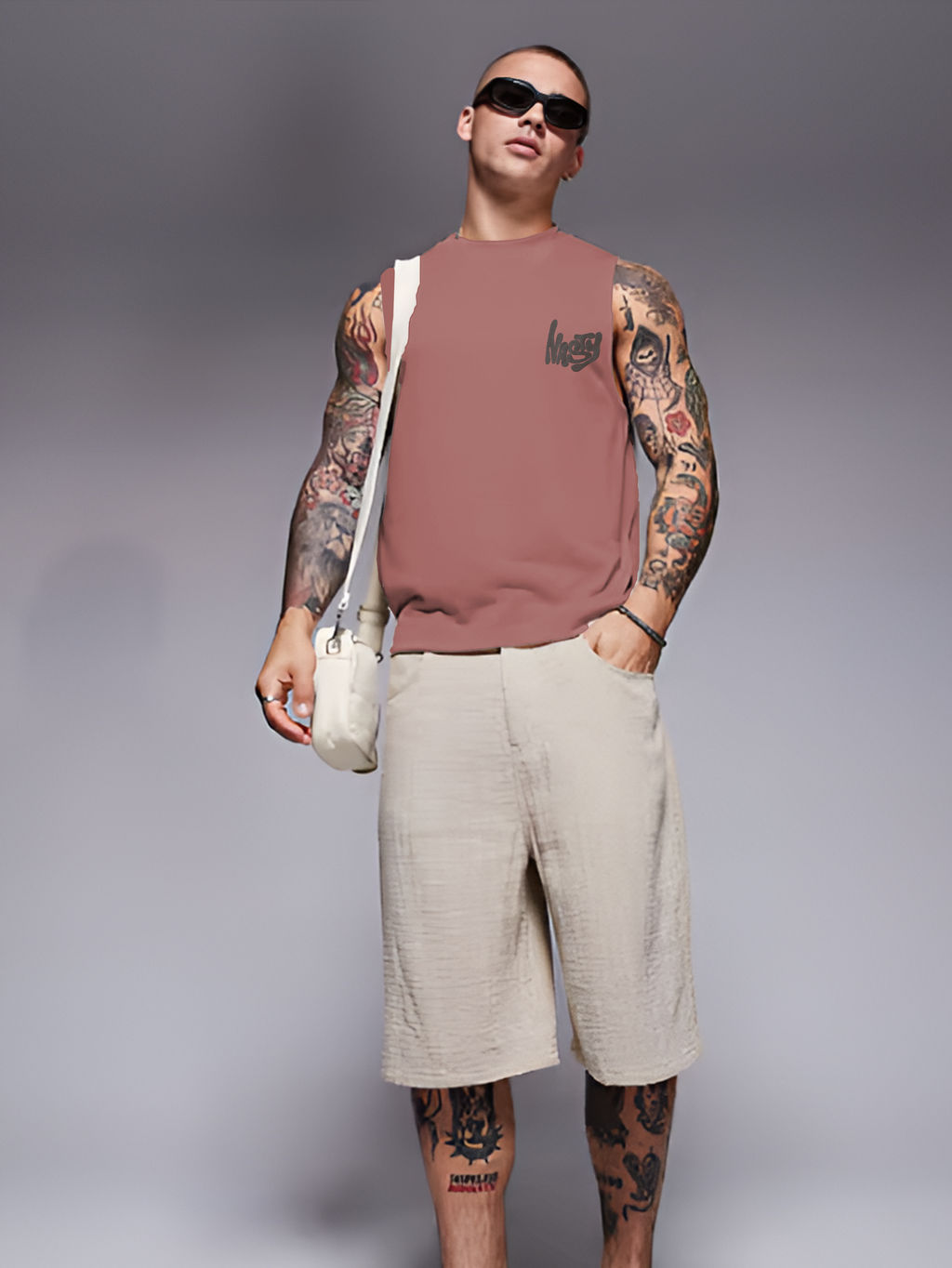 Rigo Men Terry Oversized Printed Vest T-shirts