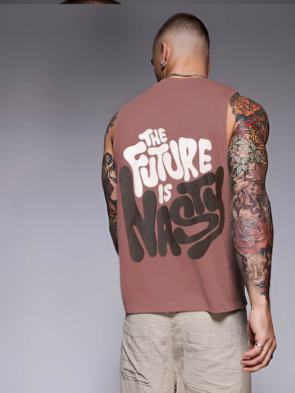 Rigo Men Terry Oversized Printed Vest T-shirts