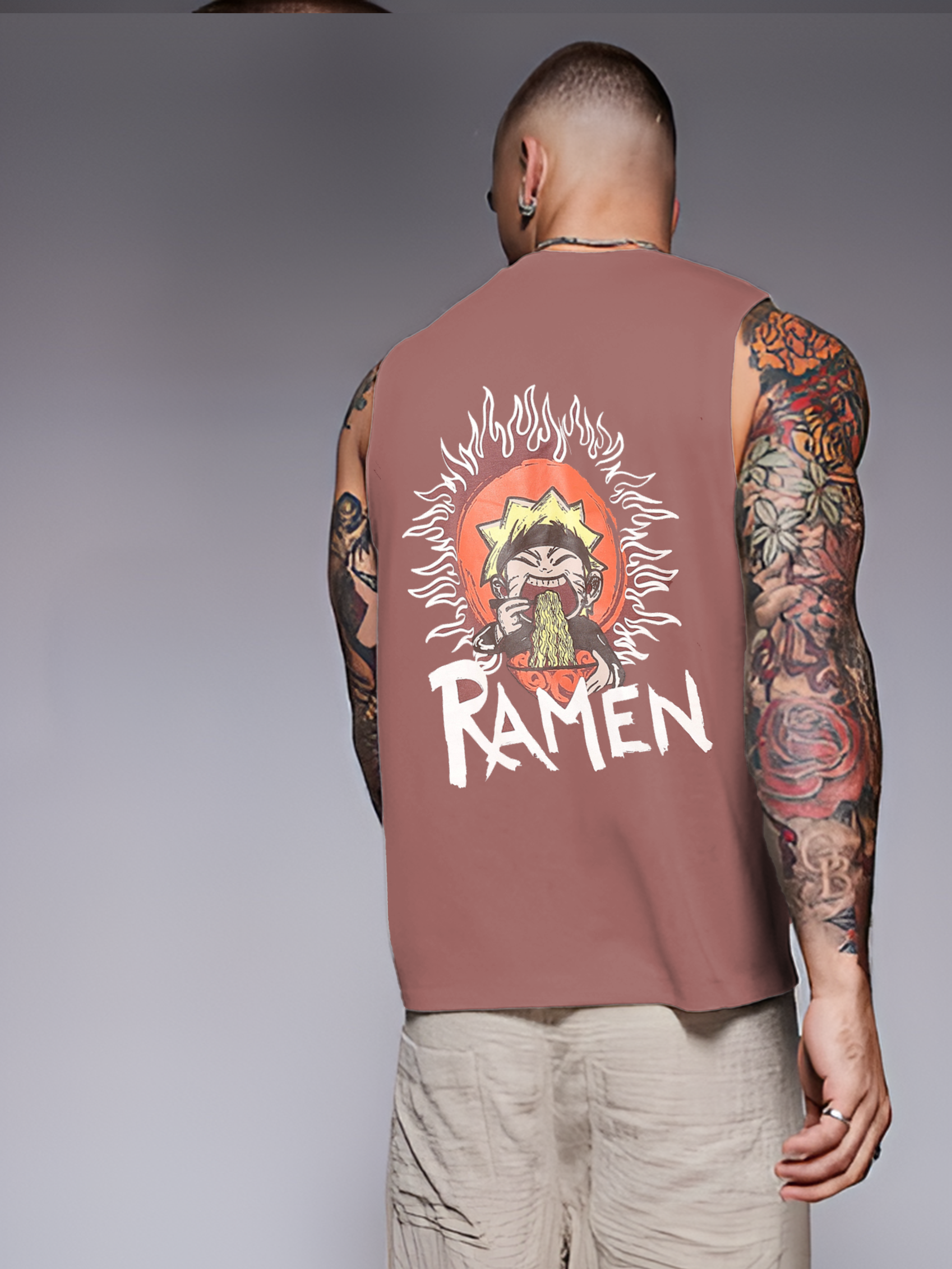 Rigo Men Terry Oversized Printed Vest T-shirts