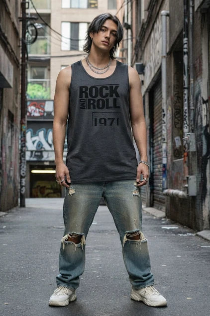 Dark Grey Jersey Typography Print Regular Fit Vest T-Shirt