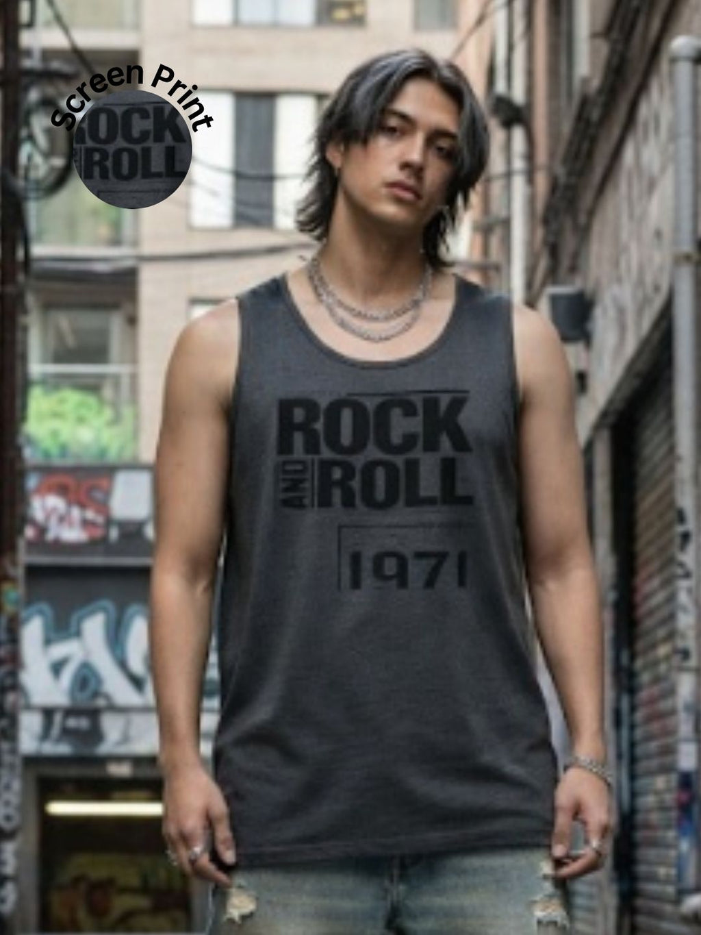 Dark Grey Jersey Typography Print Regular Fit Vest T-Shirt