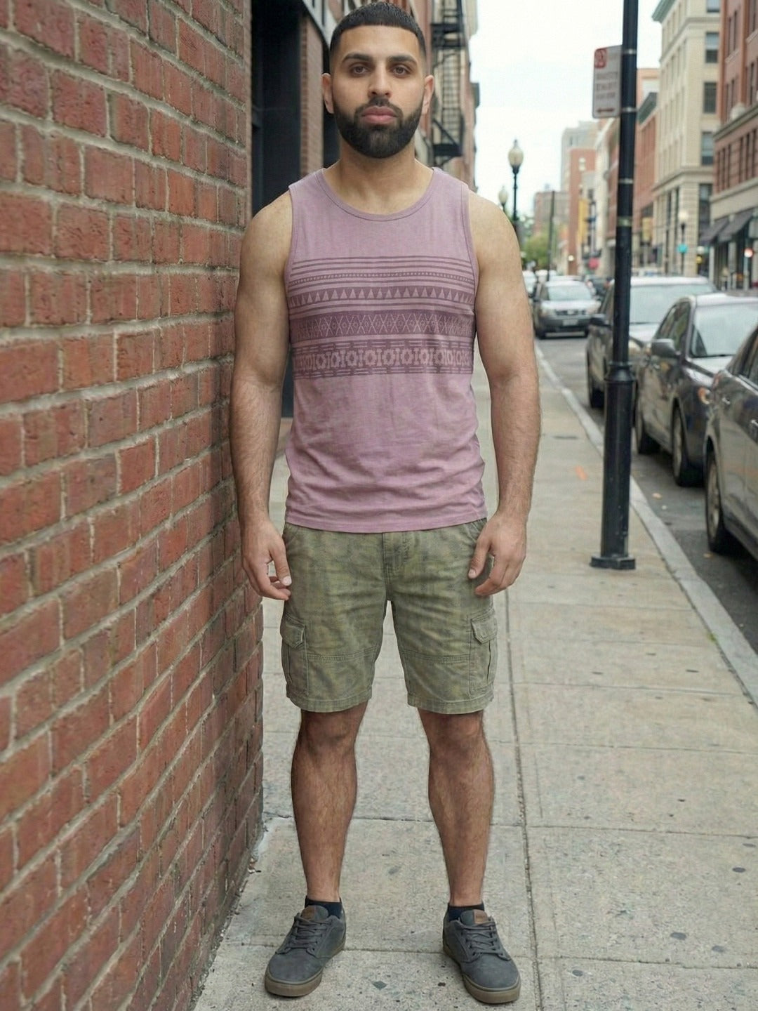 Purple Jersey Geometric Print Regular Fit Vest