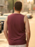 Maroon Jersey Geometric Print Regular Fit Vest