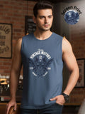 Blue Jersey Graphic Print Regular Fit Vest T-Shirt
