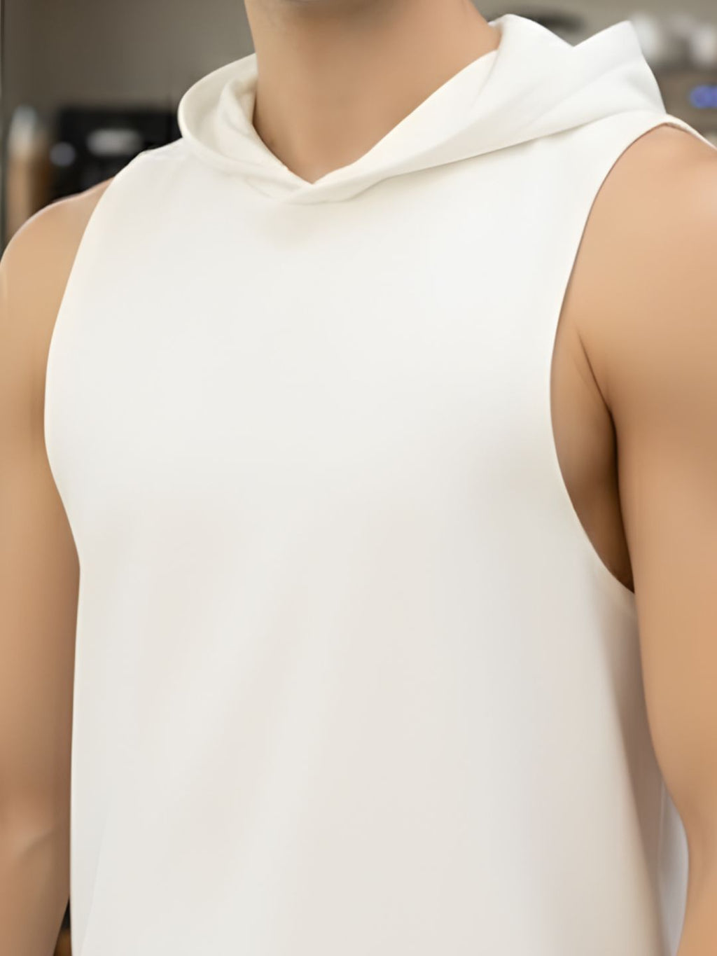 White Jersey Solid Regular Fit Hooded Vest